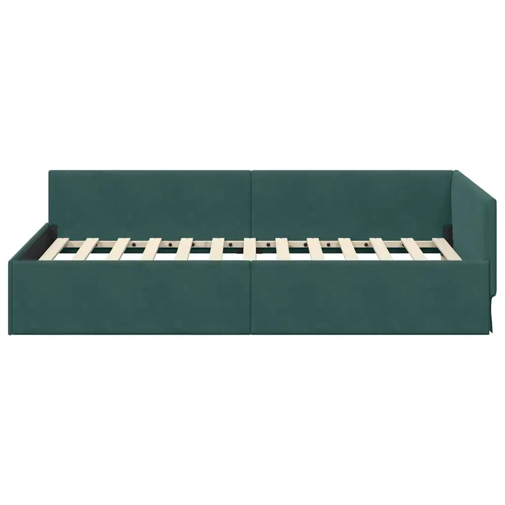 Cornice del letto ad angolo Verde Scuro 80 cm x 200 cm Velluto