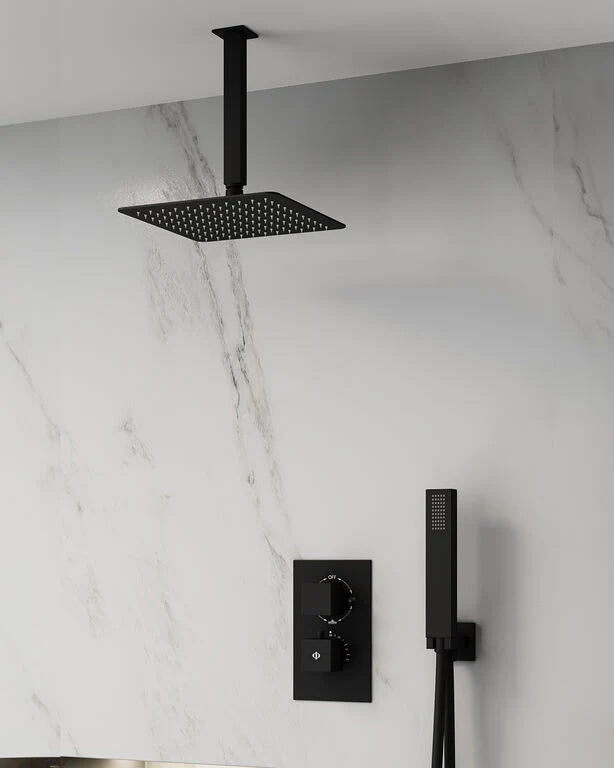 Set doccia da incasso Orion Nero Termostático rociador a techo DUCHA.ES