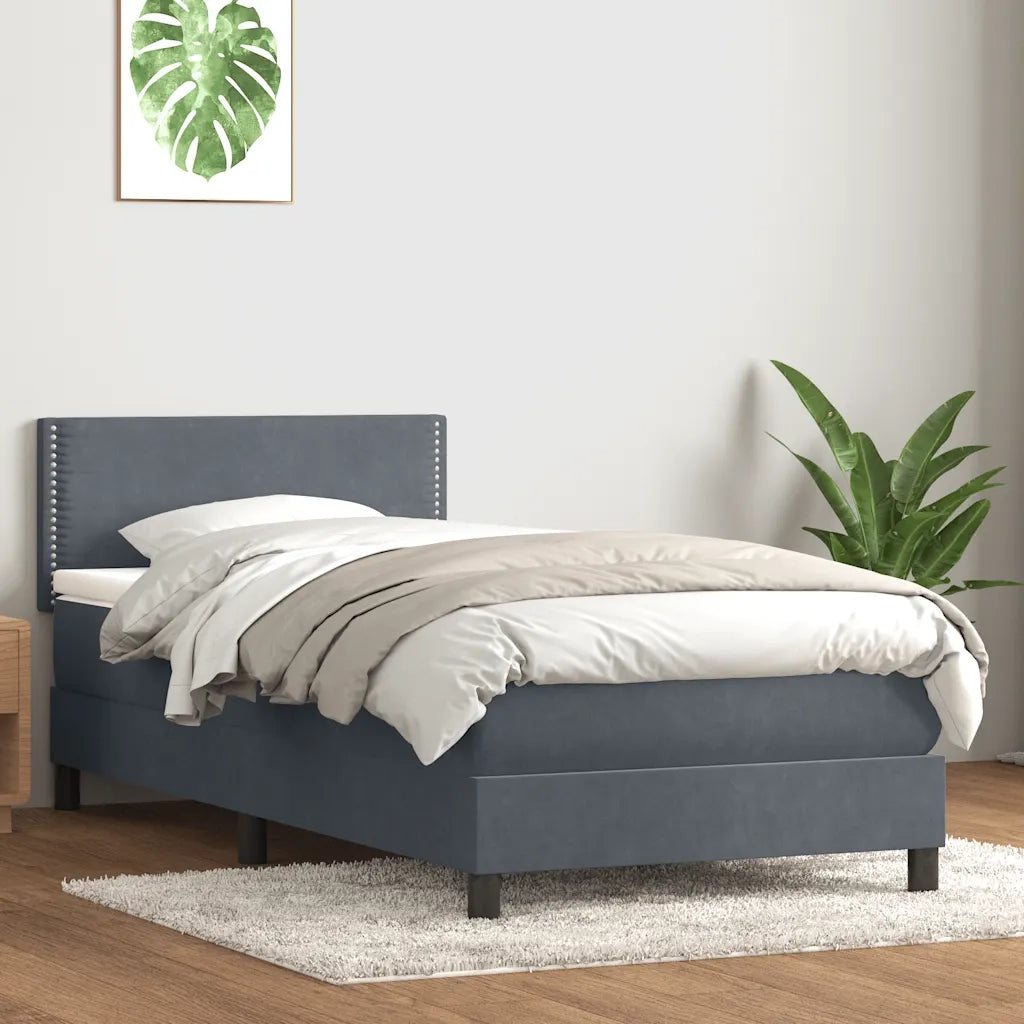 Giroletto a Molle con Materasso Grigio Scuro 90x220 cm Velluto 3316144