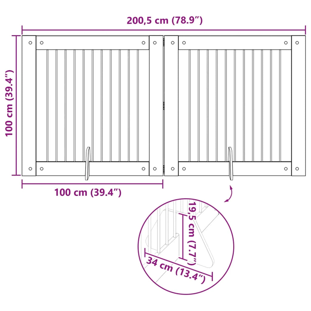 Cancello per cani con supporti 2 pz Rovere Nero 100 x 100 cm CFW5069508