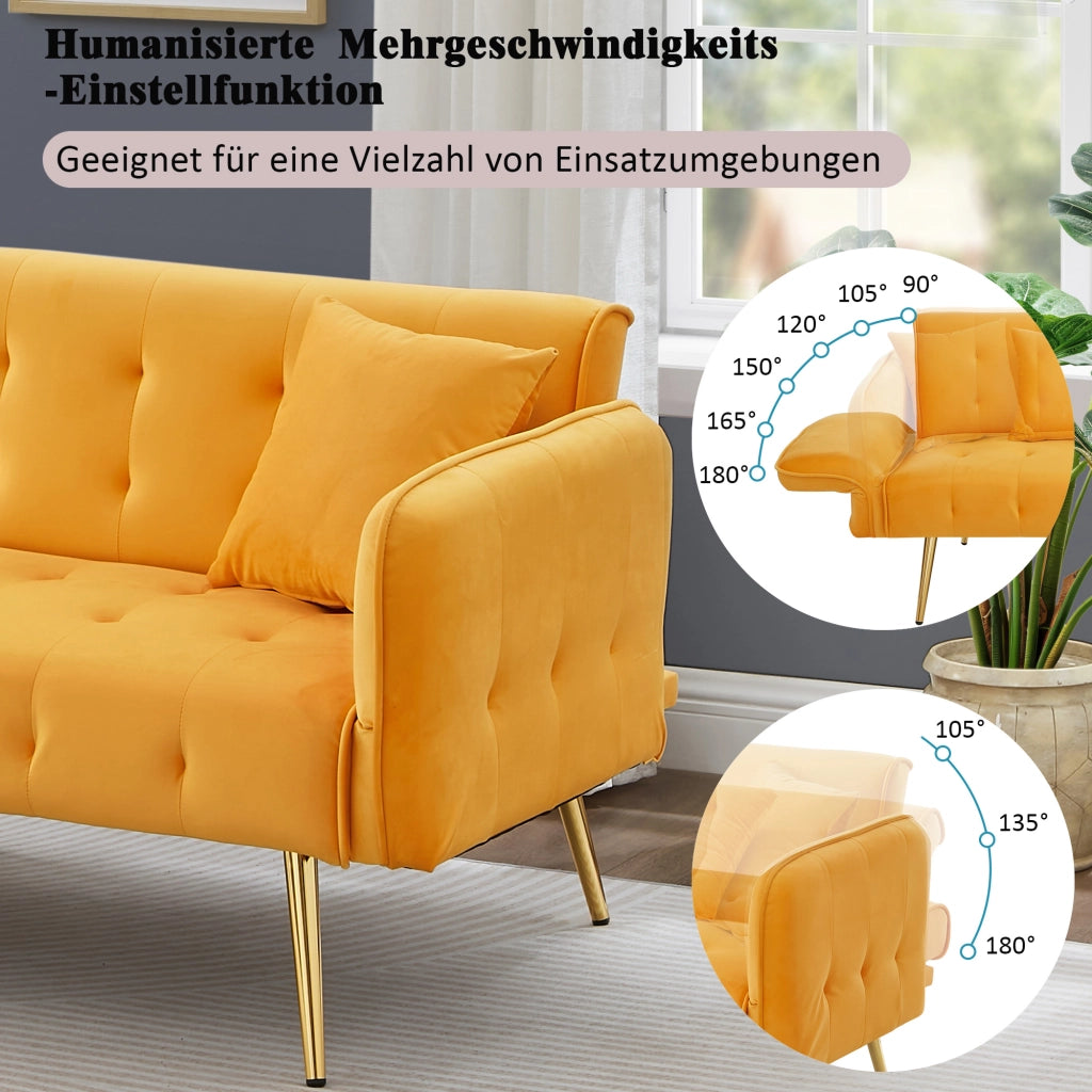 DIVANO LETTO 2 POSTI 215 x 81,5 cm Velluto Giallo