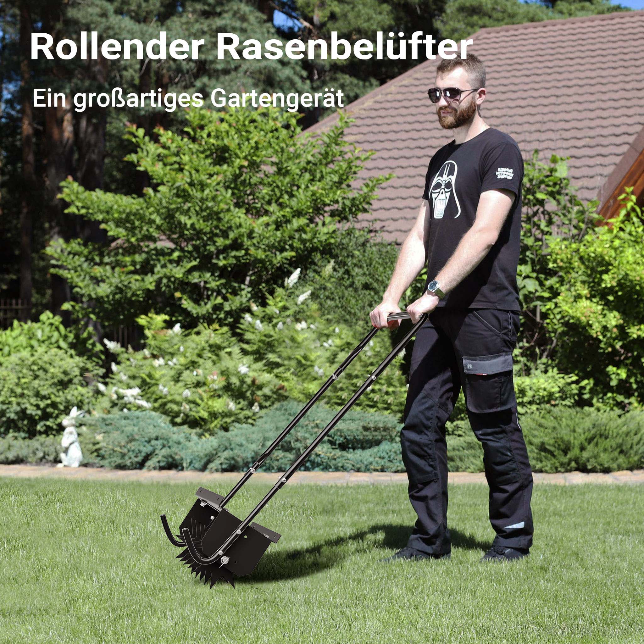 Arieggiatore prato a dischi, 44 x 20,3 x 100 cm cm manuale, con ripiano porta pesi, Aeratore prato giardino