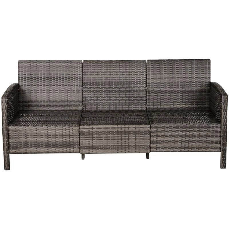 DIVANO 3 POSTI DA ESTERNI IN PE RATTAN CON CUSCINI A RIGHE GRIGIO 173X68X78CM