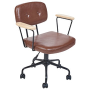 Sedia da ufficio in ecopelle marrone girevole e regolabile stile moderno home office