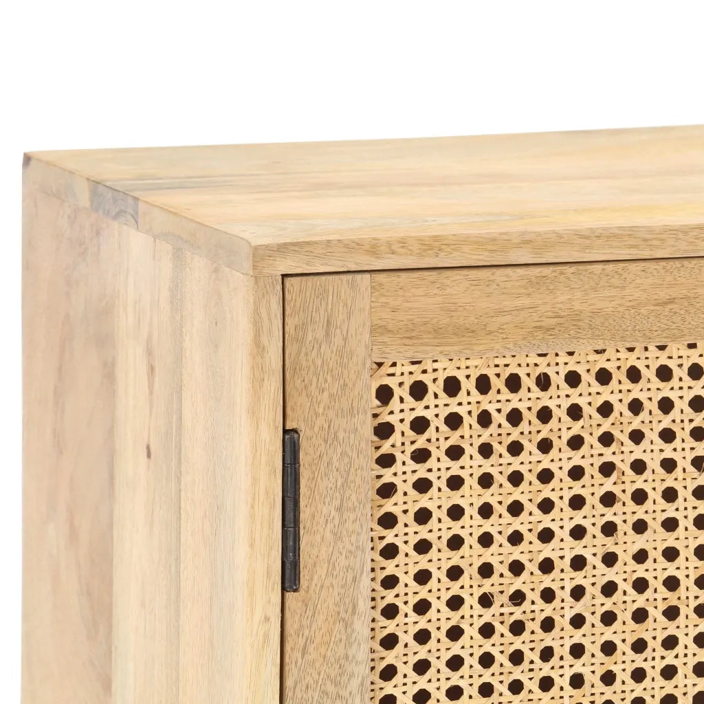 Credenza 80x30x73 cm Legno Massello di Mango e Canna Naturale 287742