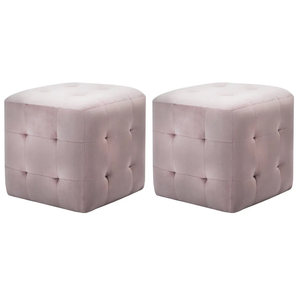 Comodini 2 pz Rosa 30x30x30 cm in Tessuto Vellutato cod mxl 30135