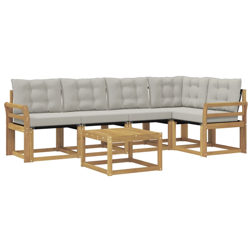 Set di divani da esterno 6 pz Bianco e Grigio Chiaro 3389501