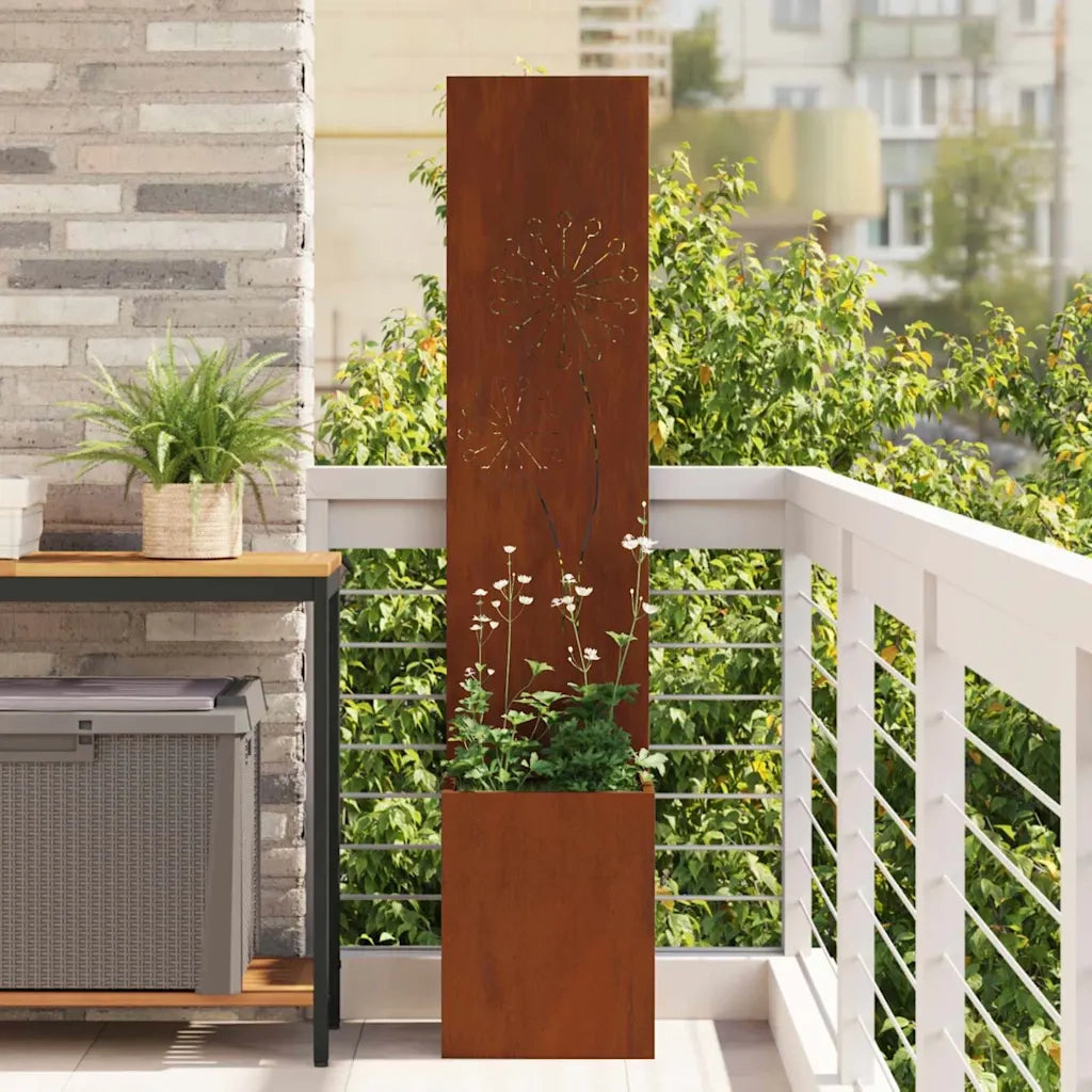 vidaXL Vaso da Giardino con Pannello Decorativo Ruggine 32 x 140 cm
