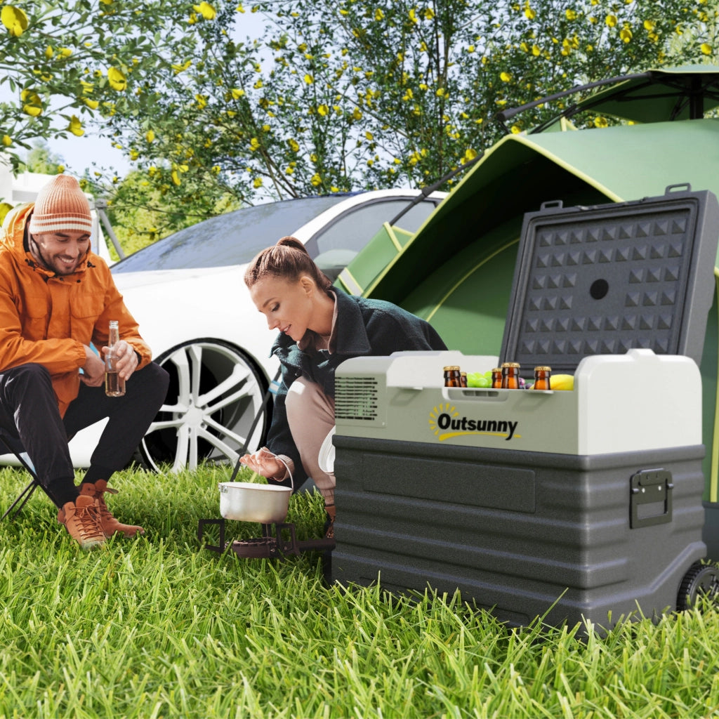 Frigo Elettrico Portatile 56L ¨C zephmum ¨C Nero con Modalita' ECO/MAX, Asta Telescopica e Ruote