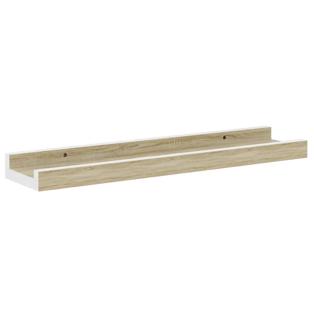 4 pz Mensole da Parete | Scaffali a Parete | Ripiano a parete Bianco e Rovere Sonoma 40x9x3 cm