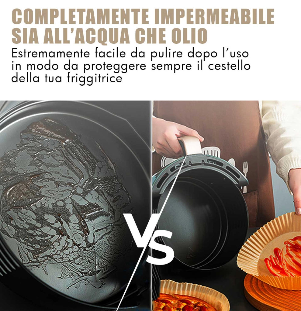 Akitaink Carta Friggitrice Aria 200 Fogli Rotondi 20 24cm