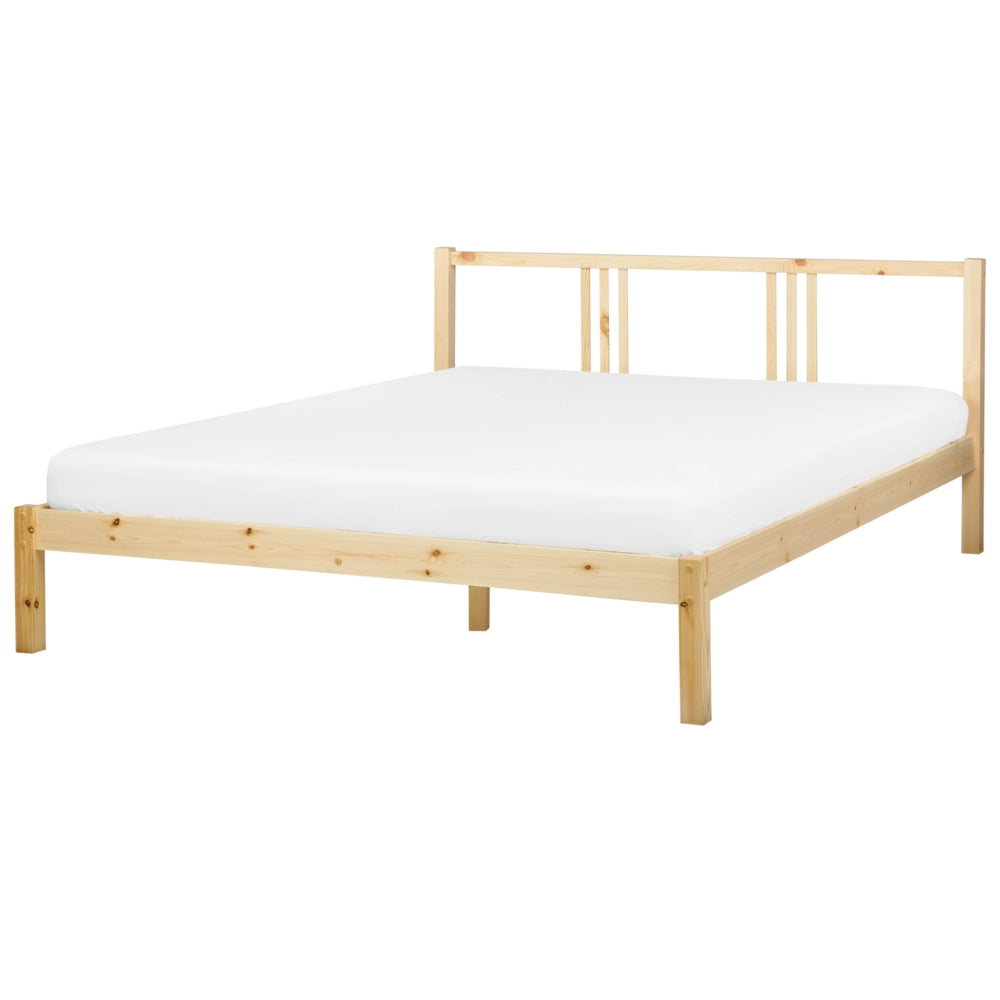 Letto in Legno di pino Chiaro con Rete a Doghe Stile Classico 160 x 200 cm
