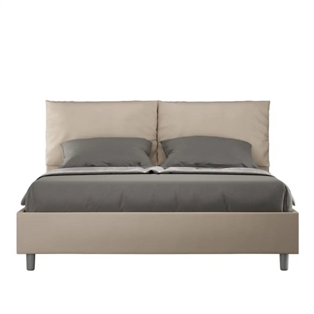 Letto matrimoniale contenitore imbottito 160x190 similpelle tortora Antea