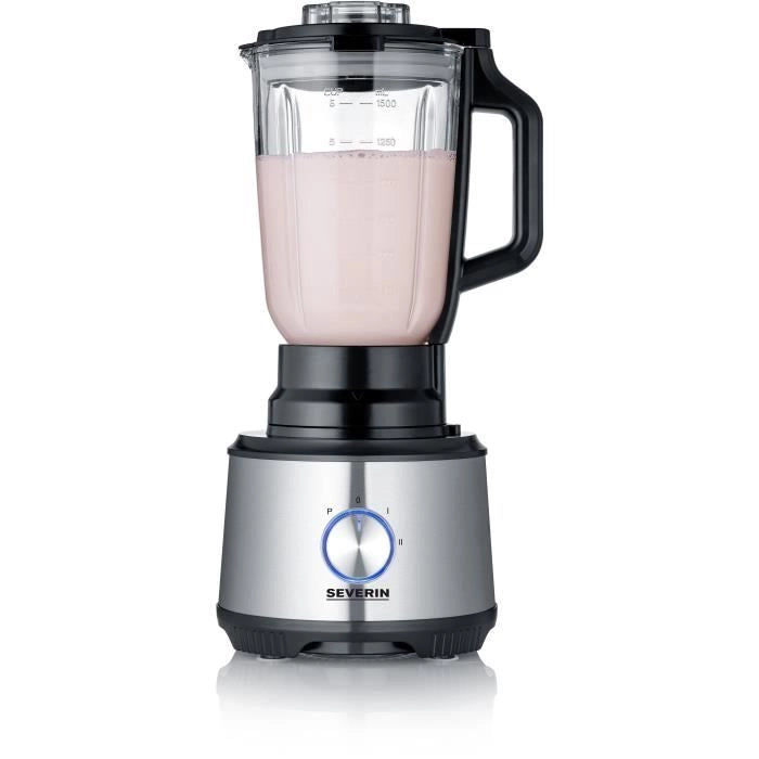 SEVERIN KM3892 Robot da Cucina Multifunzione - 1200 W - Acciaio Inox e Nero - Frullatore 1,5 L - 2 Velocità + Impulsi