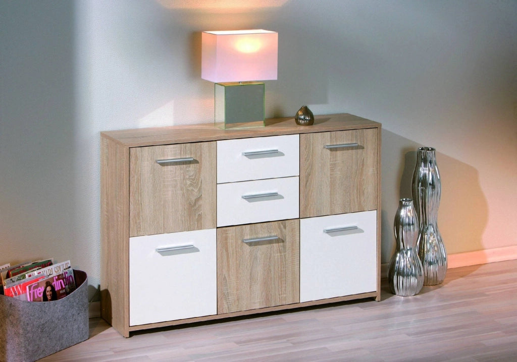 Madia Pianisi, Credenza 2 Cassetti, 115x30x77h cm Bianco