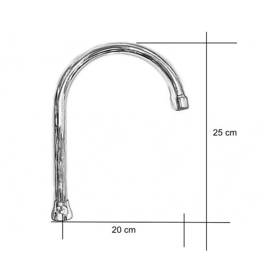 Canna alta ad ombrello, con attacco universale da 3/4, alta 25 cm cromata