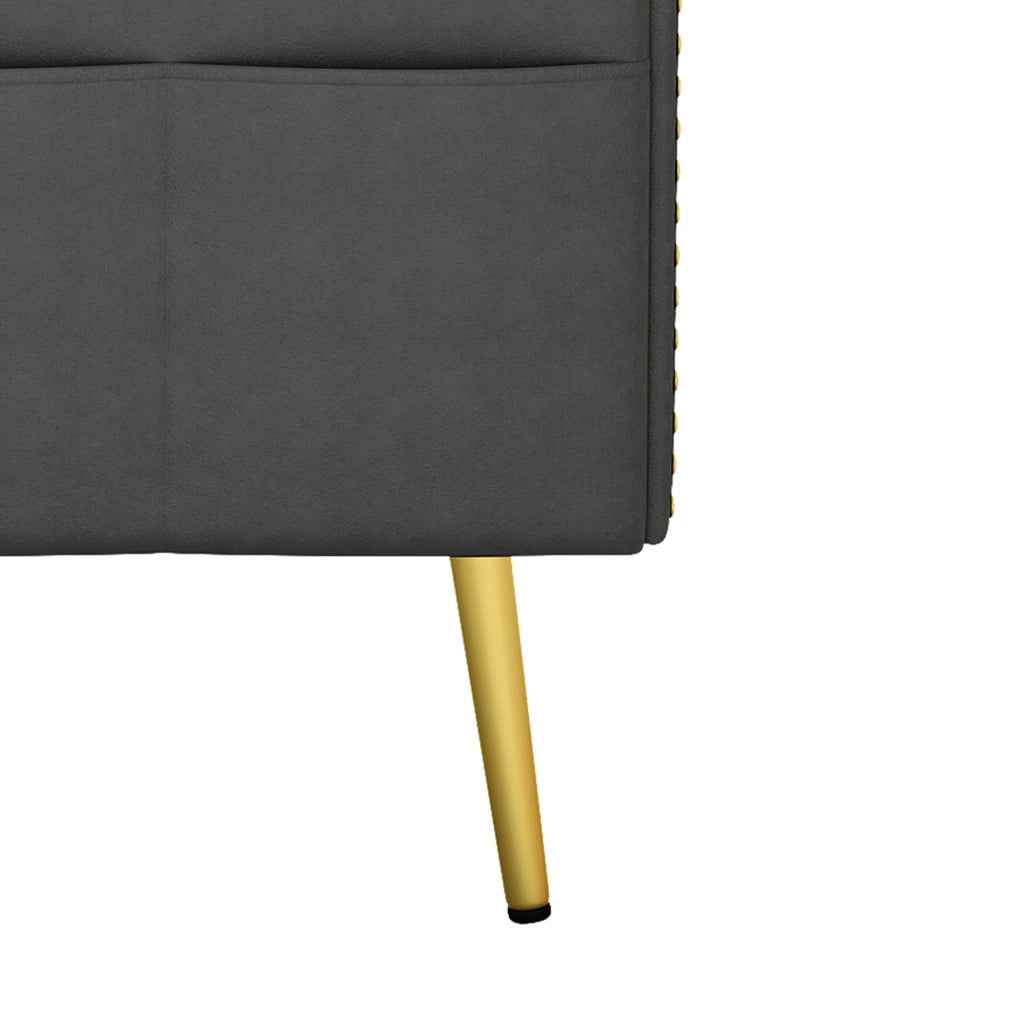 Divano letto 2 posti con schienale regolabile a 3 angoli e portabicchieri; velluto grigio; 175 cm