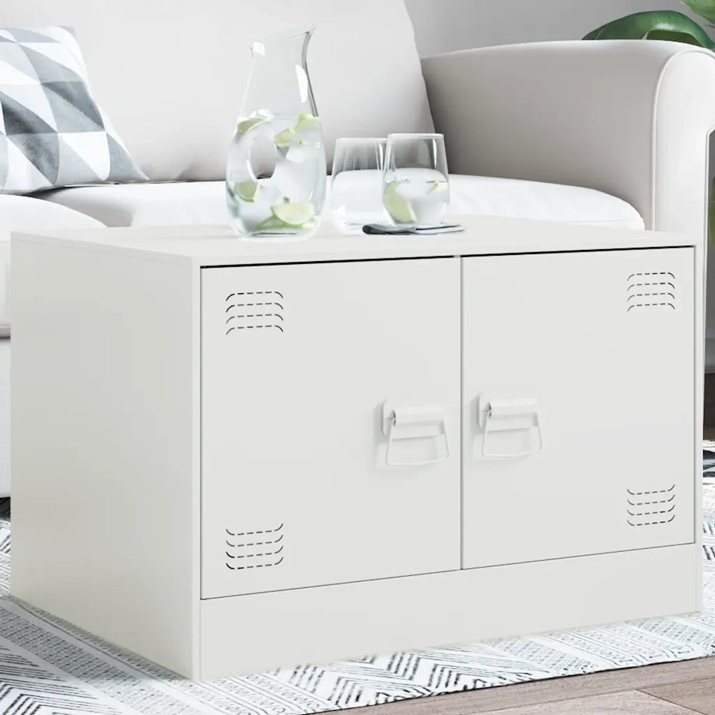 Tavolino da Salotto Bianco 67x50x44 cm in Acciaio 841732