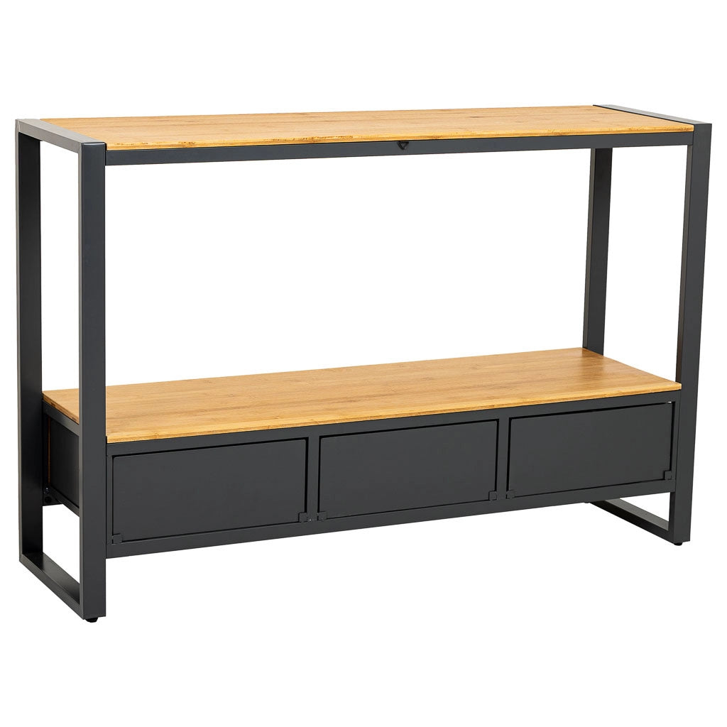 Mobile da ingresso in metallo e legno con 3 cassetti 120x35x79,5h cm