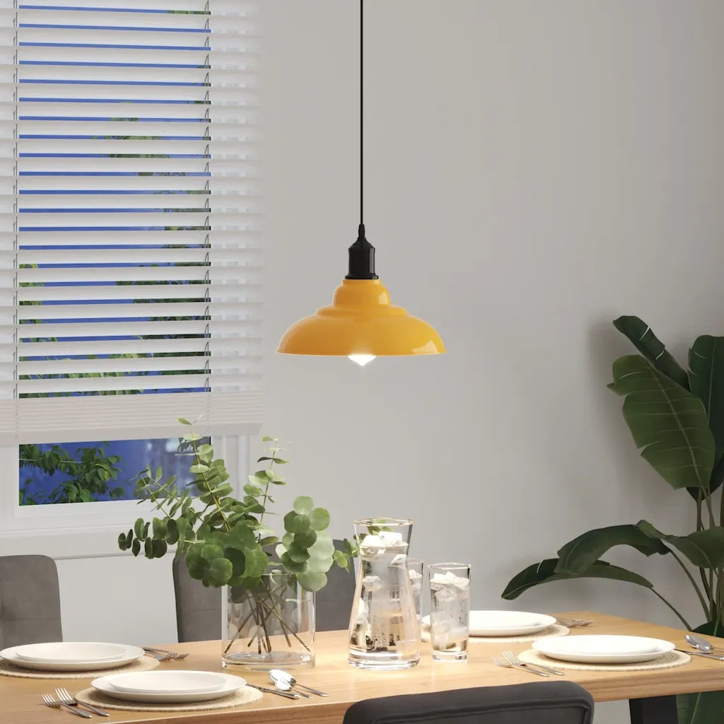 Lampada Sospensione Regolabile E27 Giallo Lucido Ø31 cm Metallo 4103439