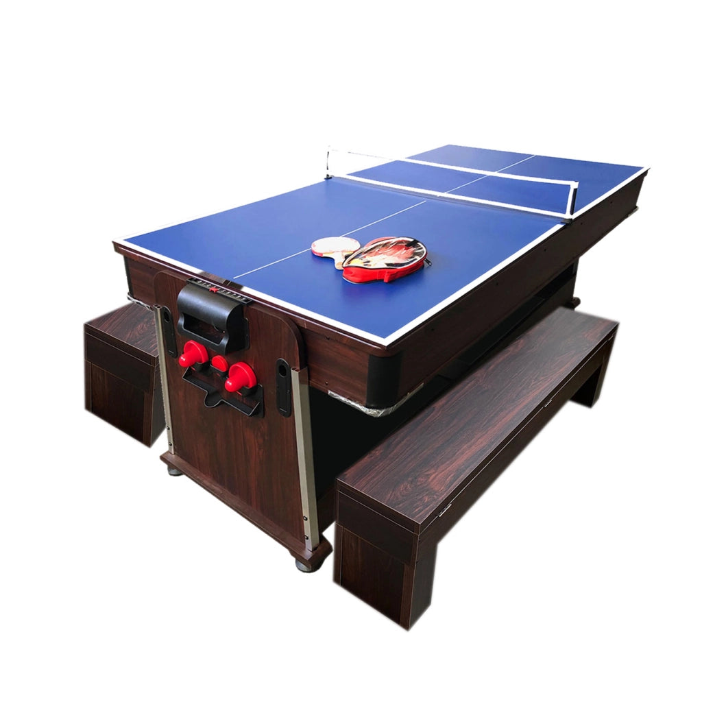 Tavolo da biliardo 7 piedi blu Multi-gioco Air Hockey +Ping pong – Mattew con panche