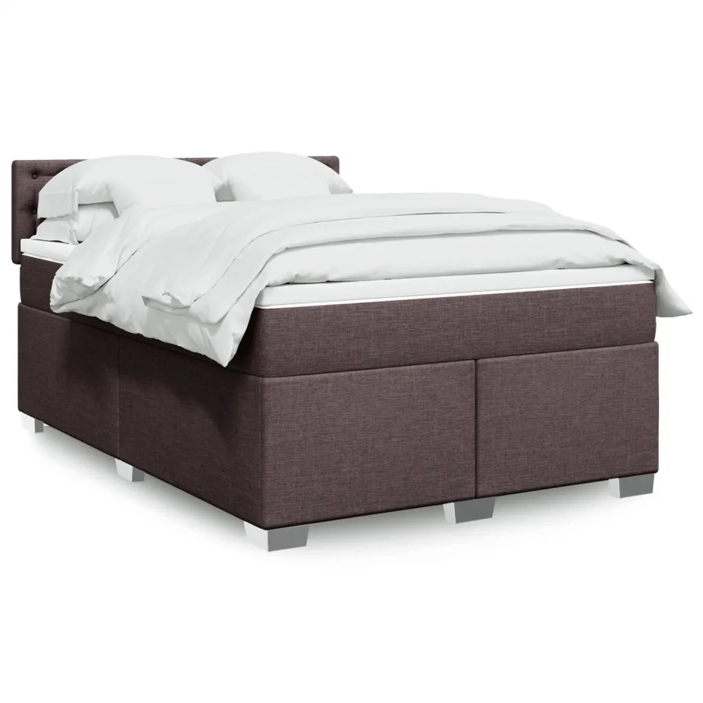 Giroletto a Molle con Materasso Marrone Scuro 160x200cm Tessuto 3288256