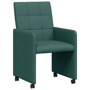 Sedie da Pranzo con Ruote 2 pz | Sedie da cucina Verde scuro 58 x 65 x 94 cm