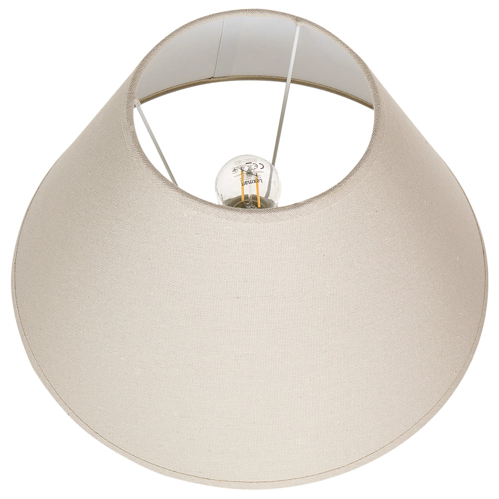 Lampada da tavolo Base in ceramica bianca Paralume a cono regolabile in lino Effetto invecchiato Design moderno e minimalista Soggiorno Camera da letto