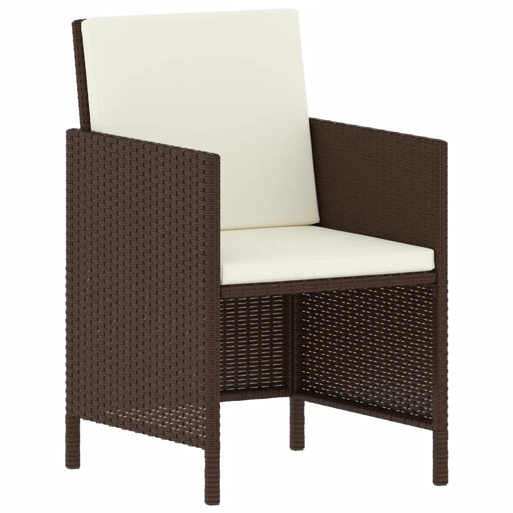 Set da Pranzo da Giardino 6pz con Cuscini in Polyrattan Marrone 363396