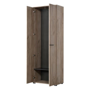 Armadio Camera da Letto Pinasca, Guardaroba 2 Ante un Ripiano, 67.5x195h cm Marrone Rovere Nodi
