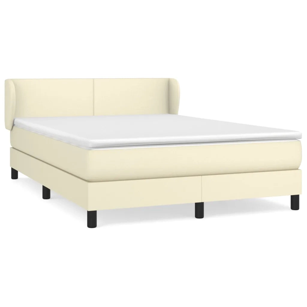 vidaXL Giroletto a Molle con Materasso Crema 140x190 cm in Similpelle