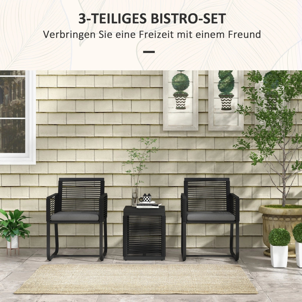 Set Bistrot 3 Pezzi ¨C zephmum ¨C Grigio Nero 53x57x77 cm