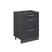 Vicco Mobiletto base per cucina Calcestruzzo nero 60 cm senza piano di lavoro