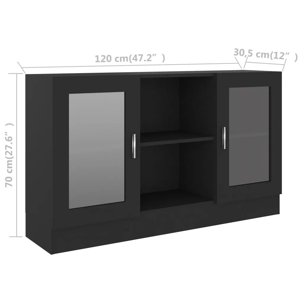 Vetrina moderna nera 120 x 30,5 x 70 cm realizzata in legno composito nero 02_0047765