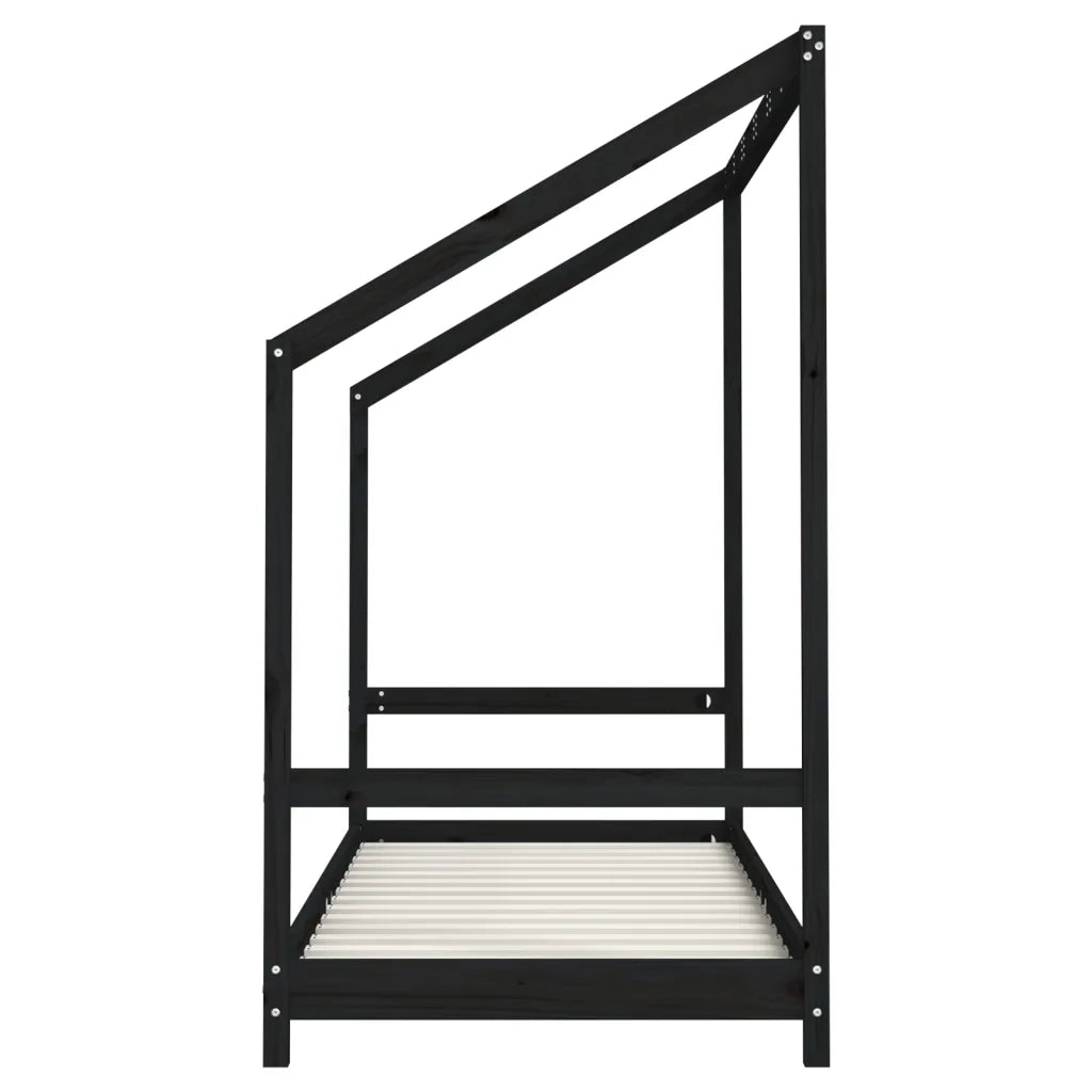 Giroletto per Bambini | Letto Infantile | Lettino Nero 80x200 cm in Legno Massello di Pino