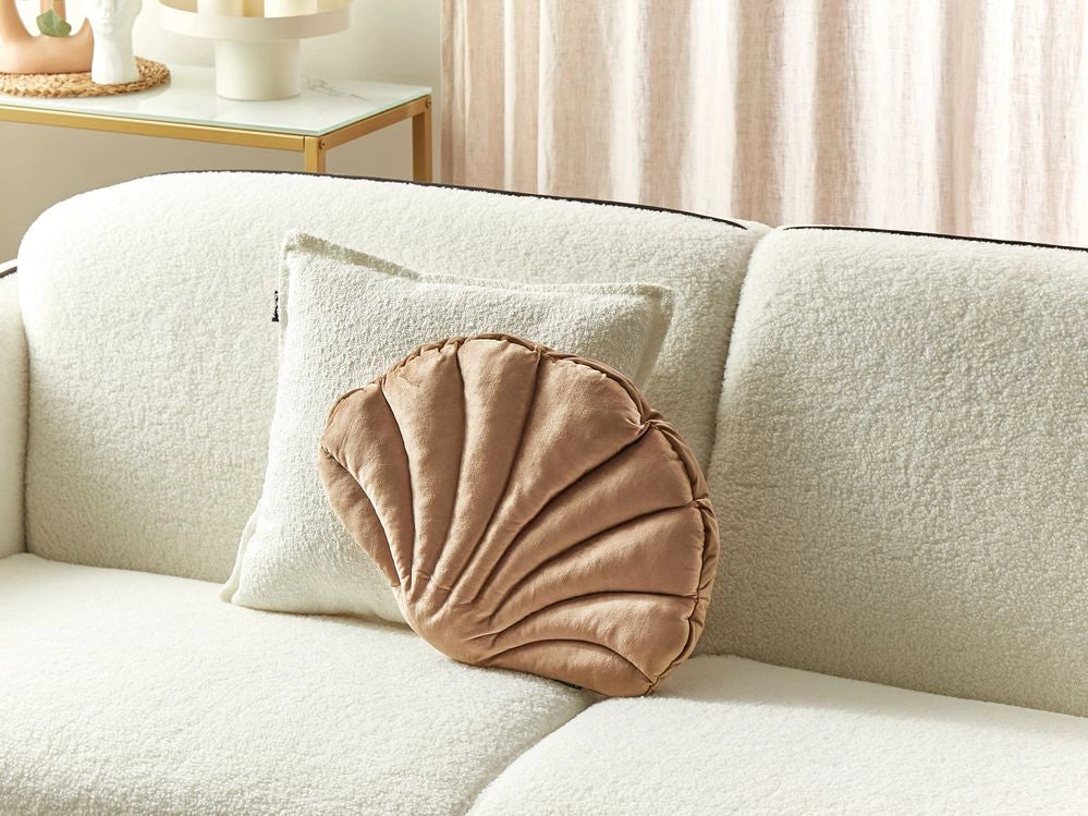 Cuscino decorativo in velluto a forma di conchiglia beige a tinta unita soggiorno camera da letto