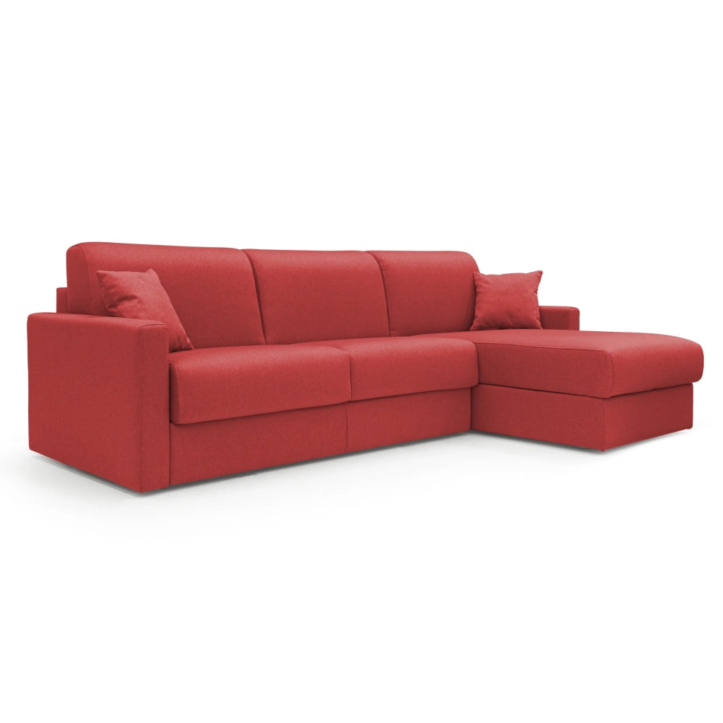 Chris Divano letto angolare 5 posti in tessuto impermeabile T13 288 cm Sinistro (mat. 160x197) rosso