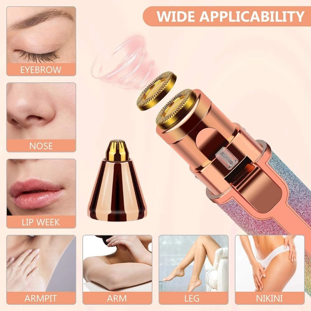 Trade Shop - Epilatore Donna Ricaricabile 2in1 Per Viso E Sopracciglie Rasoio Elettrico Luce -