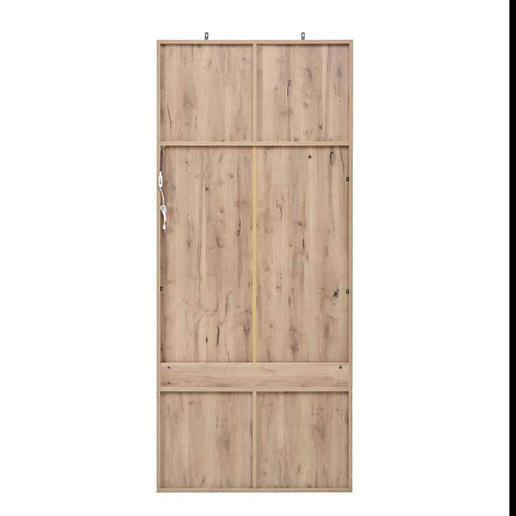 Set ingresso moderno con scarpiera, panca imbottita, 5 ganci, 4 vani aperti, colore naturale e bianco, 80¡Á185¡Á35 cm