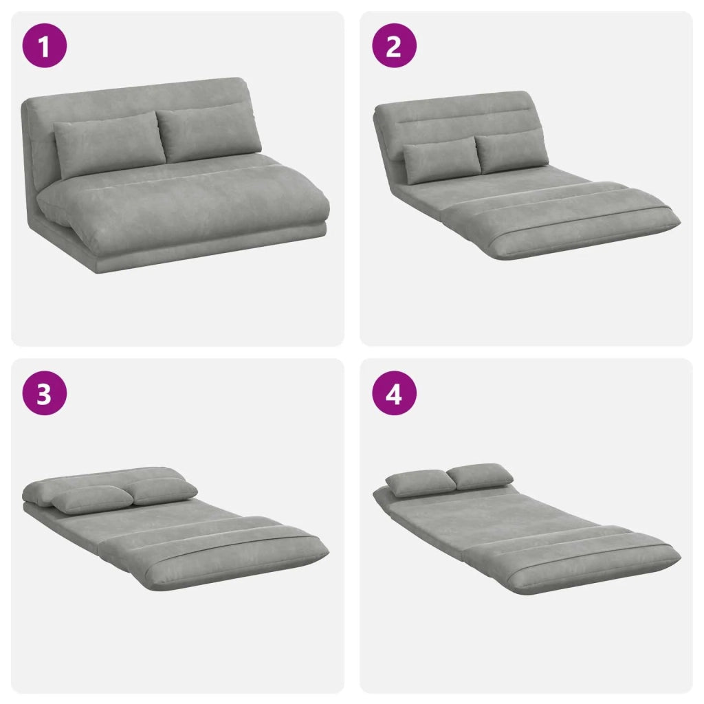 Sedia da Pavimento Grigio chiaro 110 x 82 x 55 cm Velluto 42028210