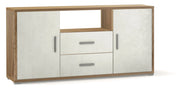 Madia 2 Ante 2 Cassetti 174x84x41 cm Noce Stelvio/Ossido Bianco