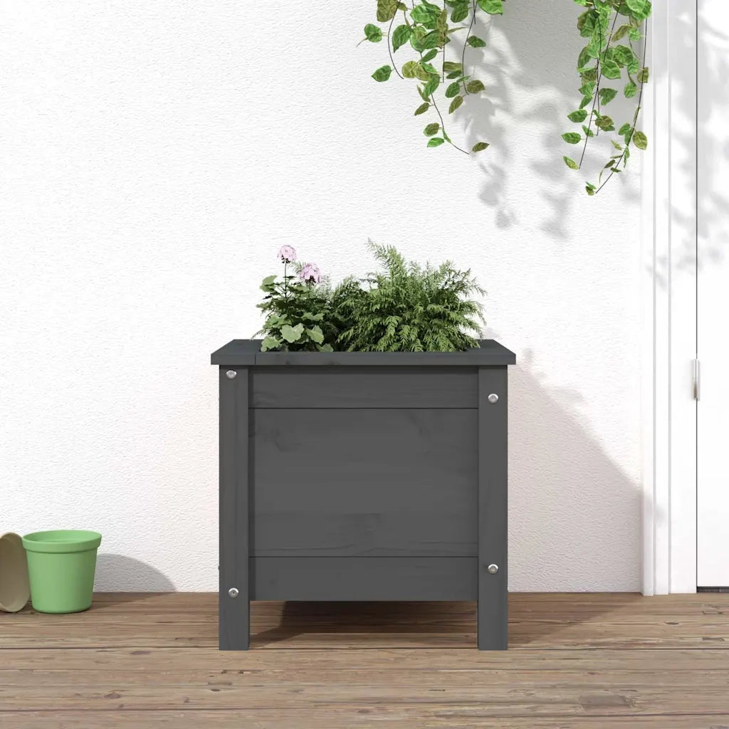 Fioriera da Giardino Grigia 40x40x39 cm Legno Massello di Pino 825249