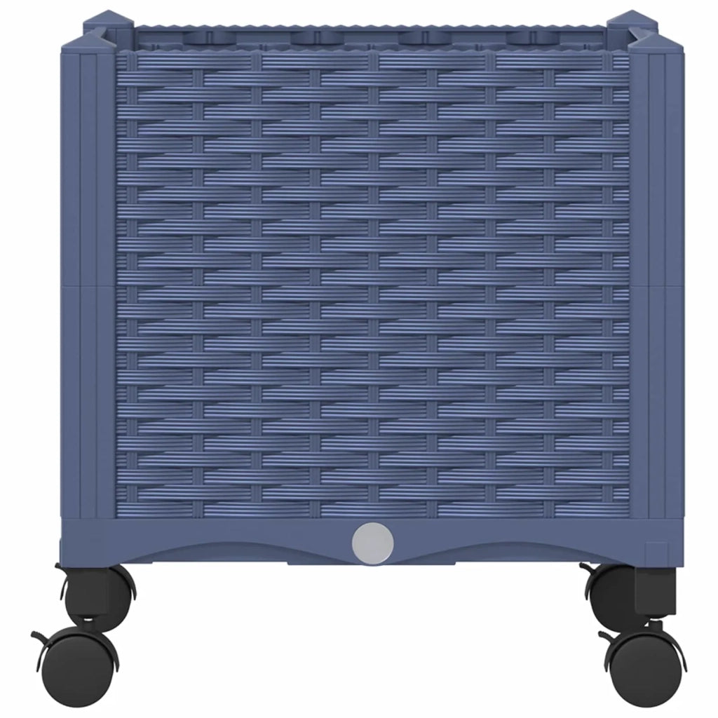 Vaso da Giardino con Ruote Blu Grigio 40 x 40 x 48 cm PP 3422911