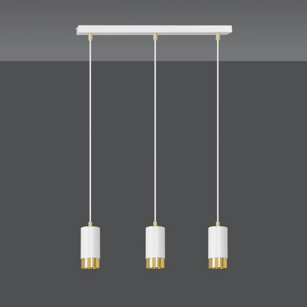 Lampada a sospensione Fumiko in acciaio bianco e oro