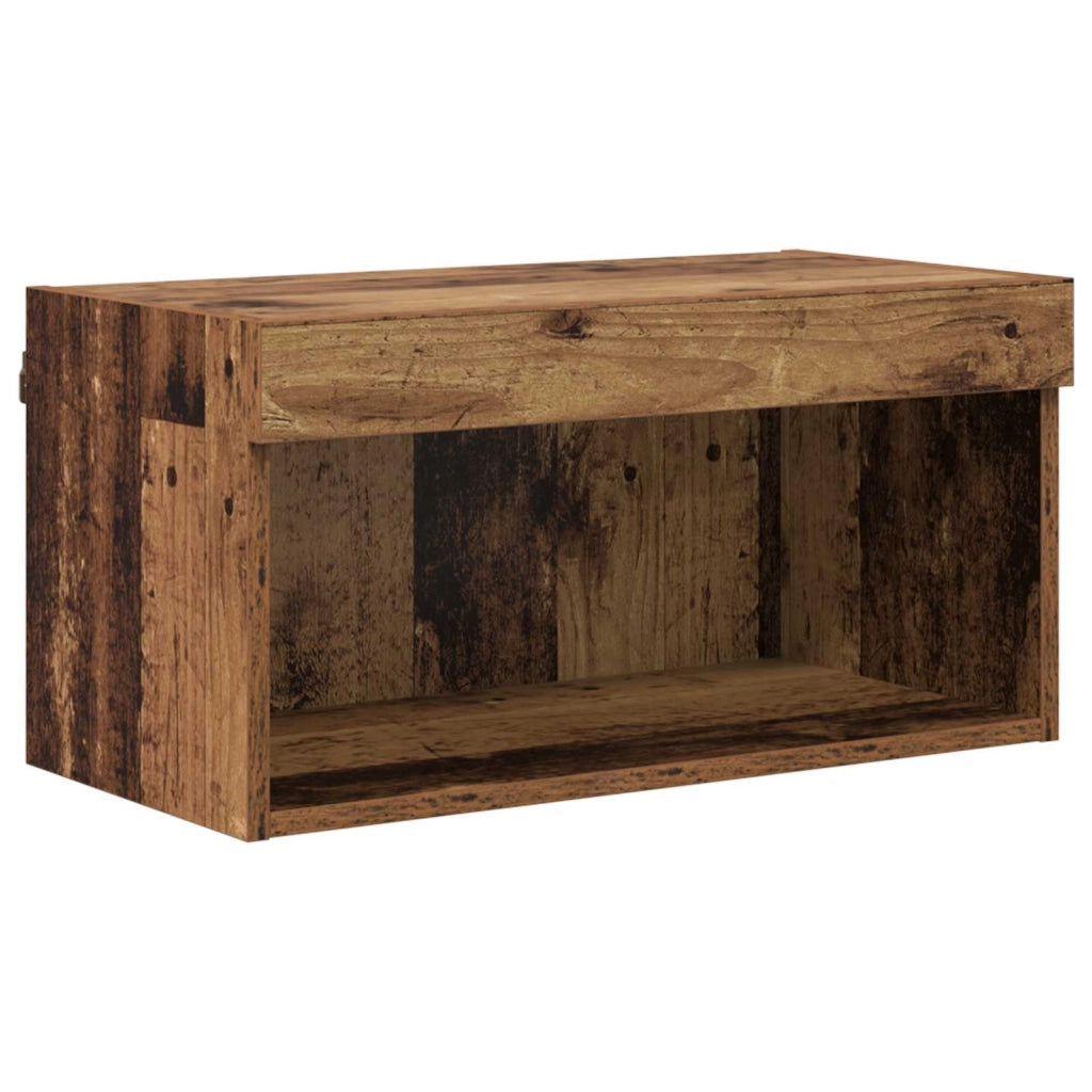 Mobile porta TV moderno da parete con illuminazione a LED 30 x 28,5 x 30 cm in legno anticato 02_0056088