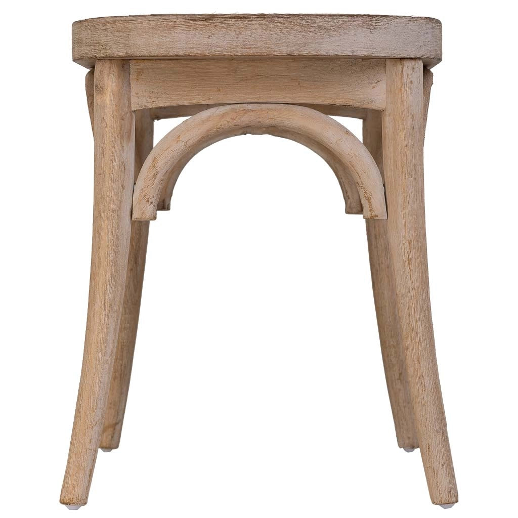 Sgabello in legno con seduta in rattan 55x37x47h cm