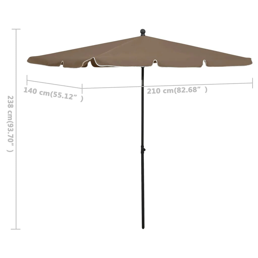Ombrellone da giardino con palo 210 x 140 cm tortora 02_0008329