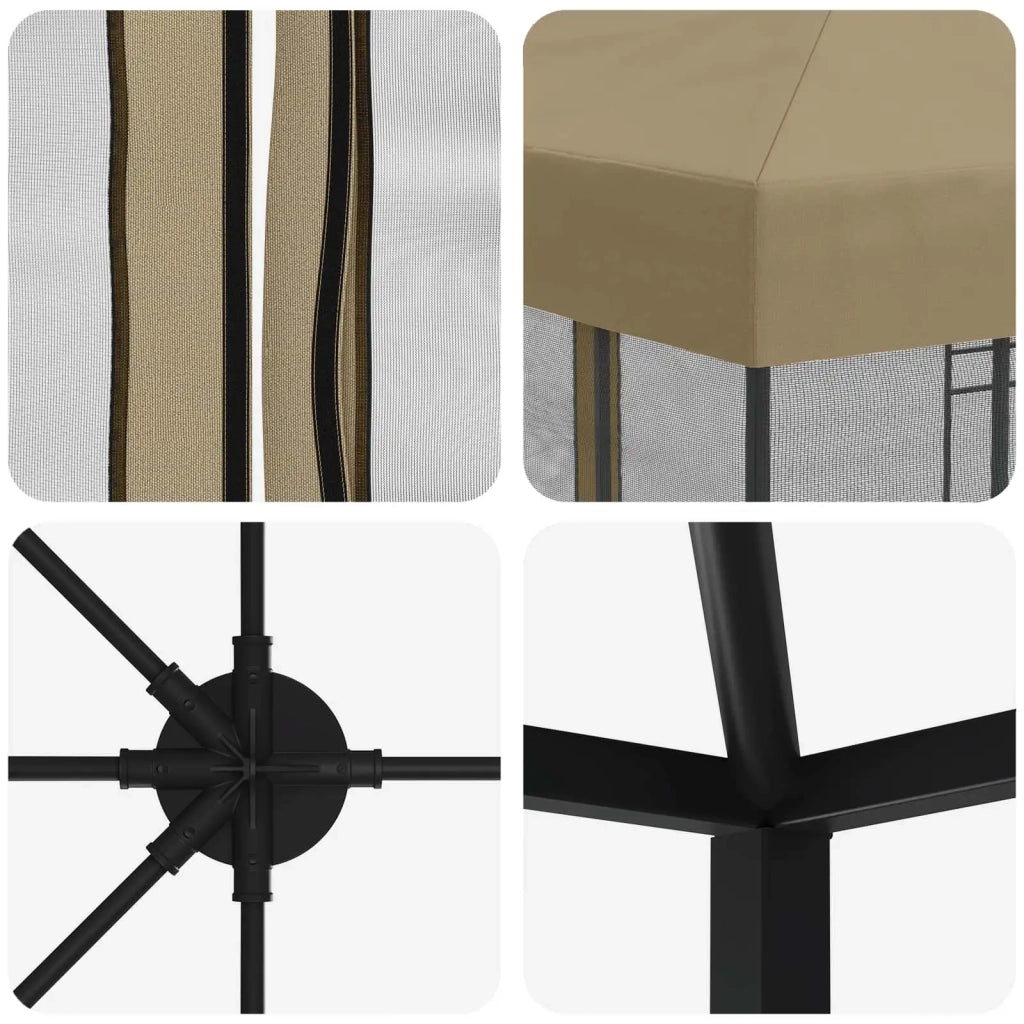 Gazebo con pareti laterali 6 x 3 m Beige Poliestere e Acciaio 3375994