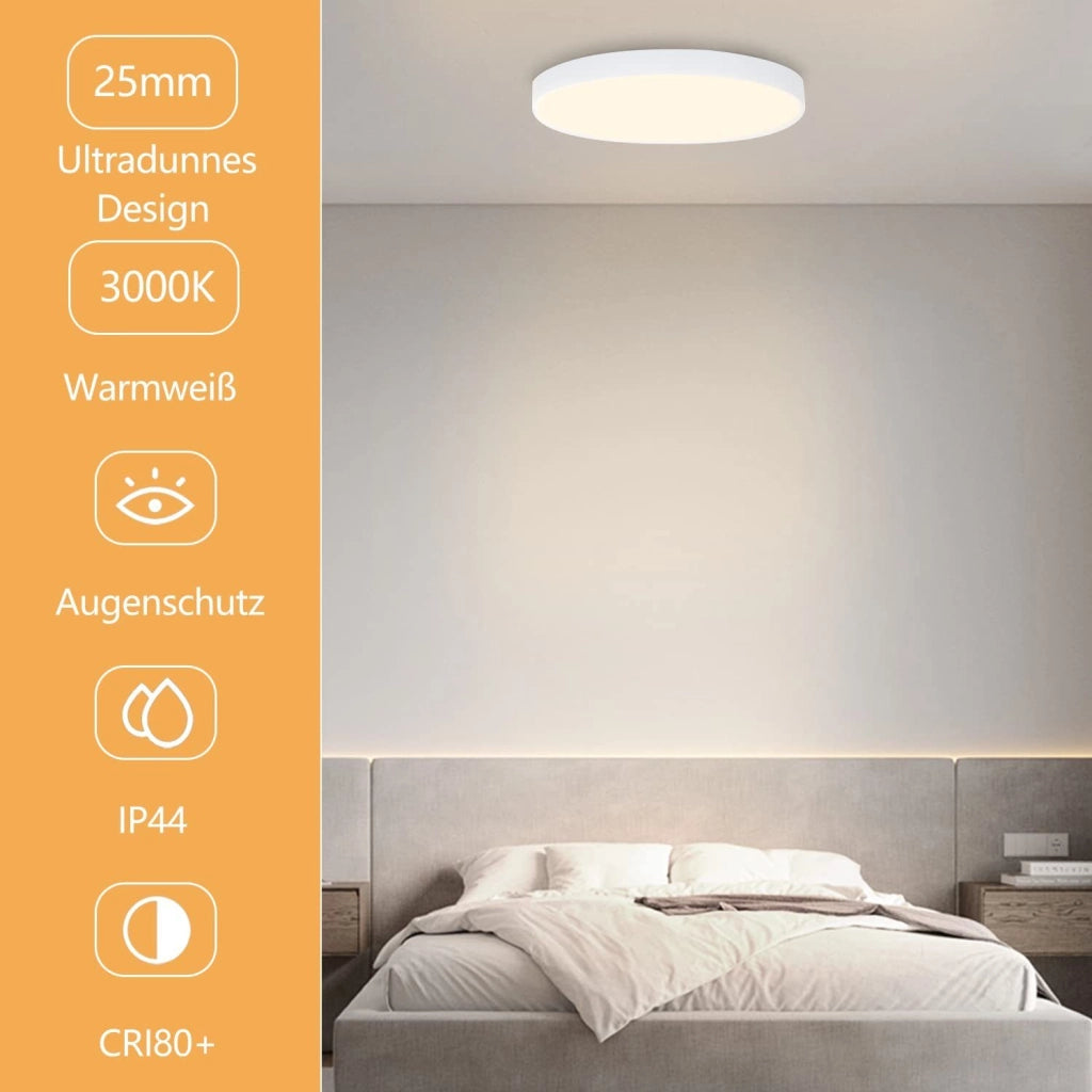 ZMH Plafoniera LED decorativa rotonda bianca per soggiorno e cucina 3000K IP44