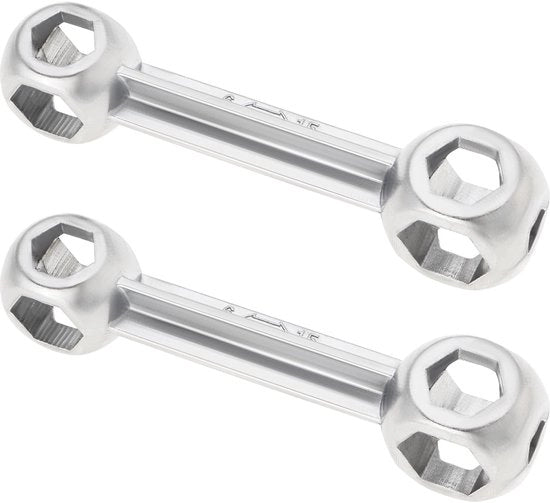 Chiave per bicicletta - 10 fori (6-15mm) - Zinco duraturo - Lunghezza 92,3 mm - Adatto per biciclette - Formato comodo - Chiave a ingranaggi